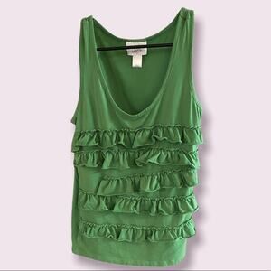 Loft Ann Taylor adorable Layer Ruffle Green Tank in like new condition